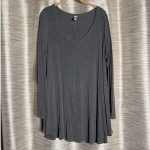 Isaac Liev Womens Charcoal Gray Heather Long Sleeve Scoop Neck Tunic Top